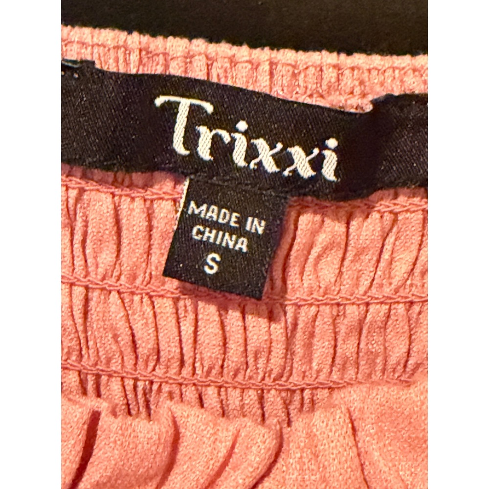 Trixxi Pink Puff Sleeve Tiered Mini Dress Cottagecore Square Neck Smocked Small - Picture 8 of 10